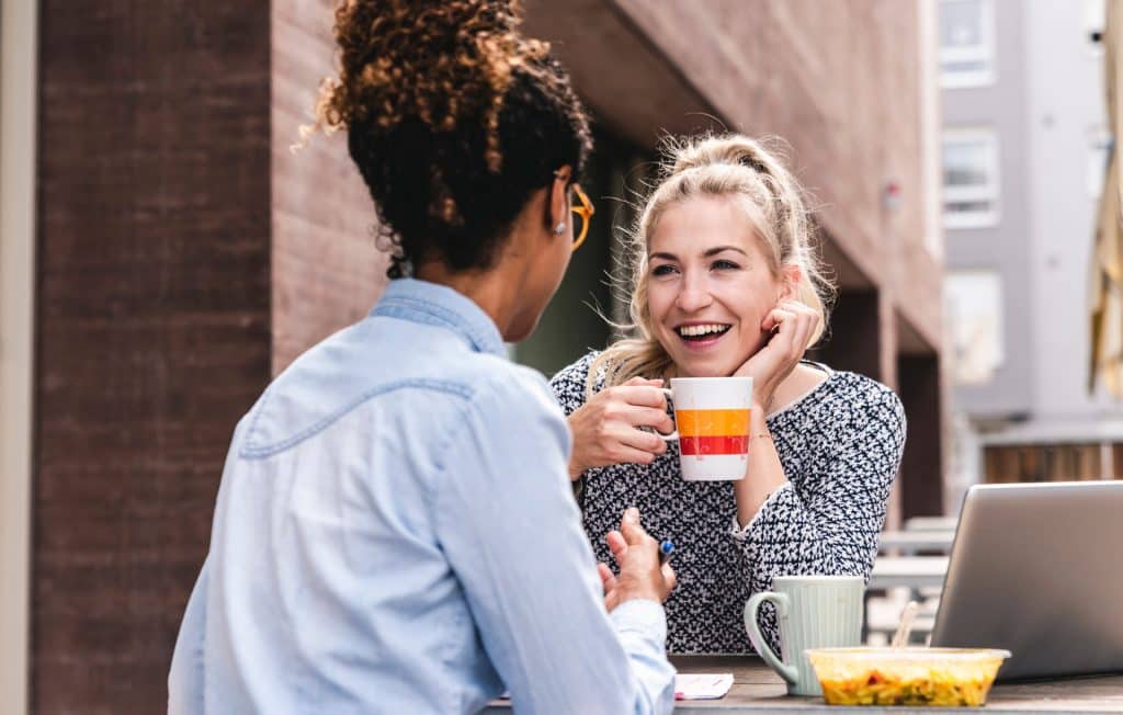 Colleagues taking coffee